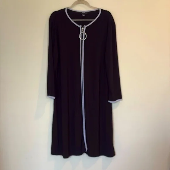 MSK Contemporary Mod Squad Black Striped 3/4 Sleeves Shift Dress Size Large - Picture 1 of 8